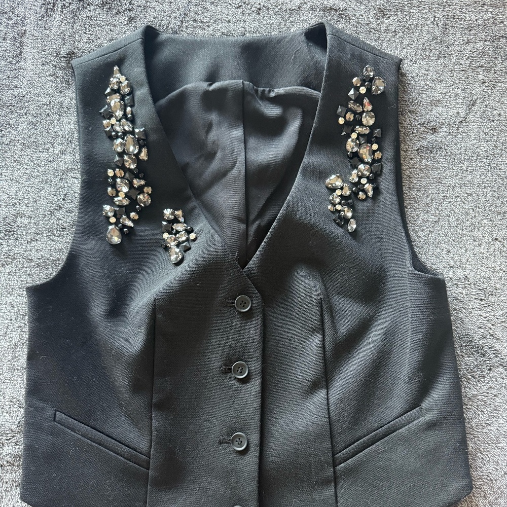 All Saints Black Embellished Vest Size 0